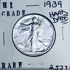 1939 LIBERTY WALKING SILVER HALF DOLLAR HI GRADE U.S. MINT RARE COIN 2539