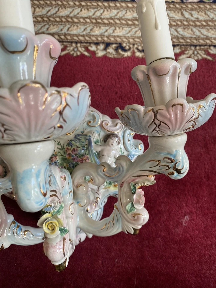 Apliques de pared antiguos de porcelana Capodimonte (juego de 4) Foto 4 de 4