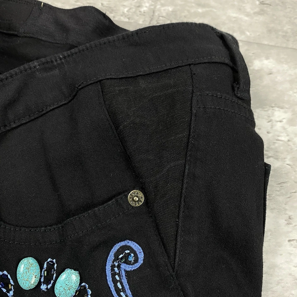 Pantalones vaqueros vintage SASSY THAI negros para mujer adornados piedras con cuentas Y2K personalizados Foto 4 de 4