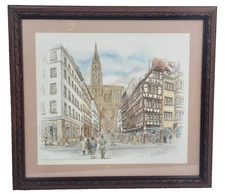 Cathedral in Straousburg France by Bernadette Voz 21" x 18.5" Framed Art Print