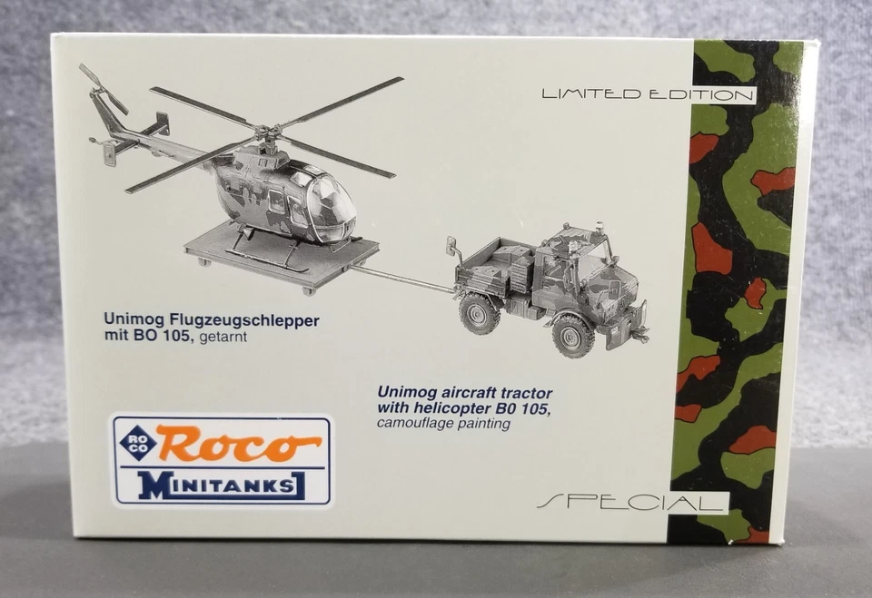 Roco Minitanks HO 837 MB UNIMOG AIRCRAFT TRACTOR W/HELICOPTER SET 1:87 IOB - Image 4 of 4
