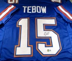 Tim Tebow / Autographed Florida Gators Blue Custom Football Jersey / Beckett