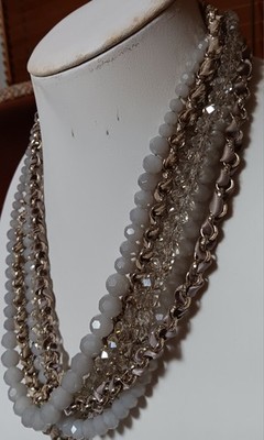 The Limited Gold Tone Twisted Ribbon Glass Beads Beaded Multi-strand Necklace