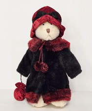 Vntg Russ "Larisa" Teddy Bear Black Coat Red Hat  Trim Purse 30's Style 12" Tag