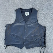 Wilsons Open Road Leather Motorcycle Vest Men’s XXL Black Biker Vest