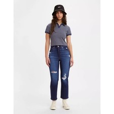 Levi's Ribcage Straight Ankle Jeans, 30x27 Dark Indigo 12" Rise New