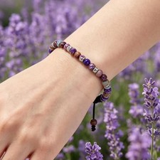 Sea Sediment Natural Stone Handmade Healing Reiki 4mm Round Bead Yoga Bracelet