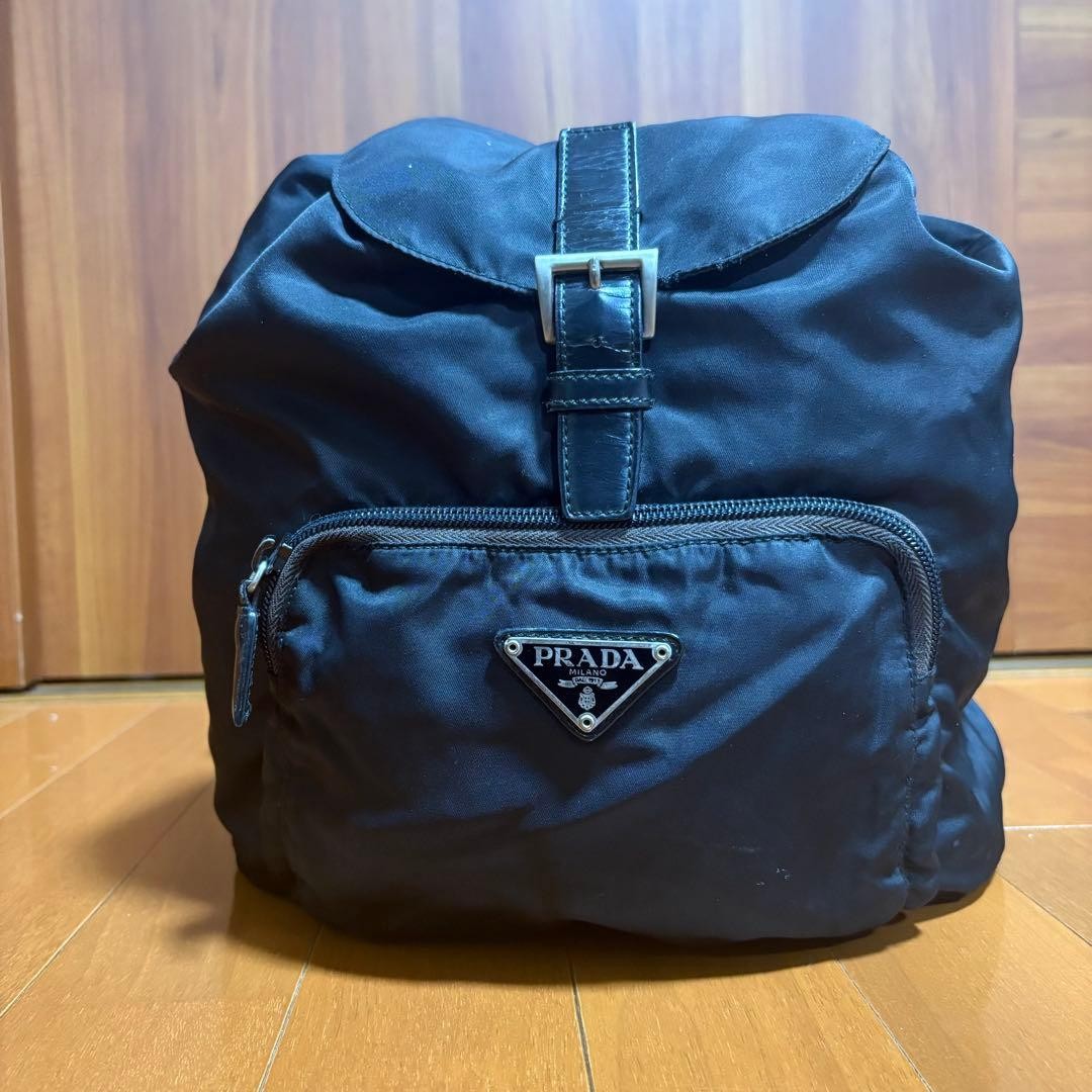 Prada Mini Backpack Black Nylon Drawstring Used A… - image 2