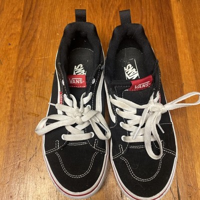 Vans Off the Wall Juniors Size 4 Black With Flames Pattern Skate Low Top Shoe