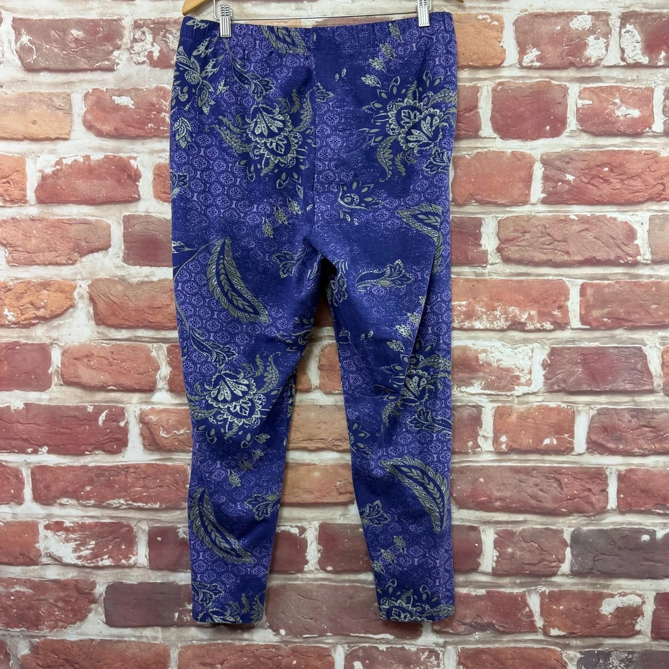 Leggings Roaman para mujer 1X 22/24 azul púrpura floral cachemira elásticos Foto 2 de 4