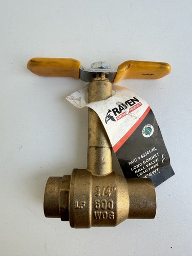 Raven 53341-NL Brass Ball Valve 3/4" SWT Sweat Long Bonnet Lead Free 600 WOG LF