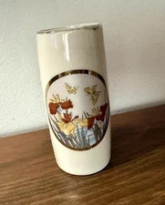 Vintage Miniature 3.5” Butterfly & Iris Flowers Vase  from Japan