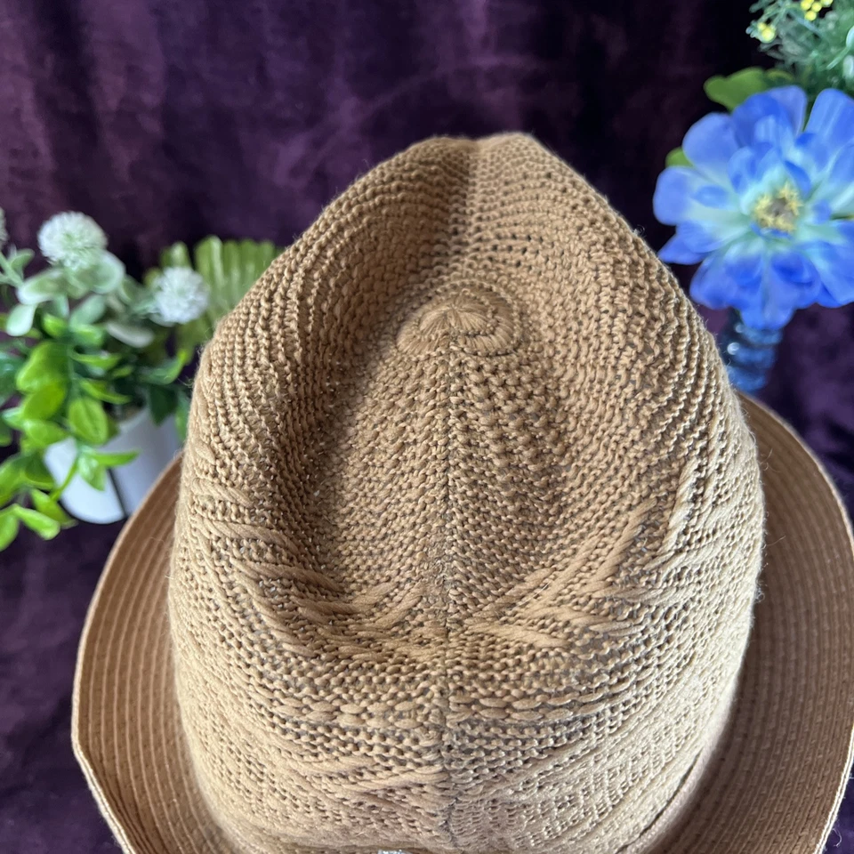 Sombrero Stacy Adams Fedora Tostado Tejido Poliéster Talla Mediana De Colección Foto 4 de 4
