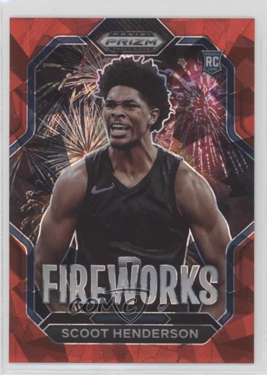 2023 Panini Prizm Draft Picks Fireworks Red Ice Scoot Henderson Rookie RC 07rd