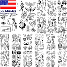 150 Pattern Black Tiny Temporary Tattoo, Hands Face Halloween Tattoo Sticker fo
