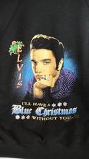 90s Vintage Elvis Presley Sweatshirt 2XL Black Blue Christmas MADE IN USA Tultex