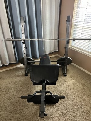 Marcy MD-857 Olympic Weight Bench with Adjustable Leg Extension Squat Rack