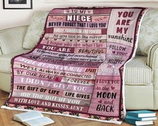 Wooden background blanket to my niece from aunt never forget i love you you are