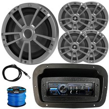 JVC Bluetooth Marine Receiver, 4x 6.5" Speakers, 10" 600W Marine Gray Subwoofer