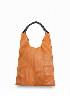 RARE Jil Sander Leather Large Orange Bag Pouch Crocodile Strap Tote Purse Hobo