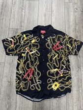 Size M - Supreme Gold Chains Rayon Black Button Up