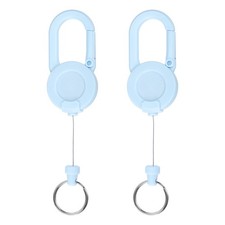 2 Pack Heavy Duty Retractable Keychain with 23.6" Steel Cord Blue 