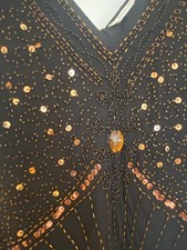 Stunning Black and Bronze Sequin Flapper style dress, Used, Berkertex. Size 16