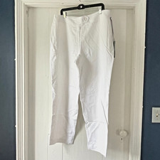 Chicos Linen Blend White Size 3 / XL Beach Resort Pants Trousers 88 NWT read 