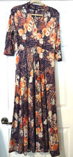 NWT $150 Soft Surroundings Naima Floral Moody Dark Academia Maxi Dress Medium