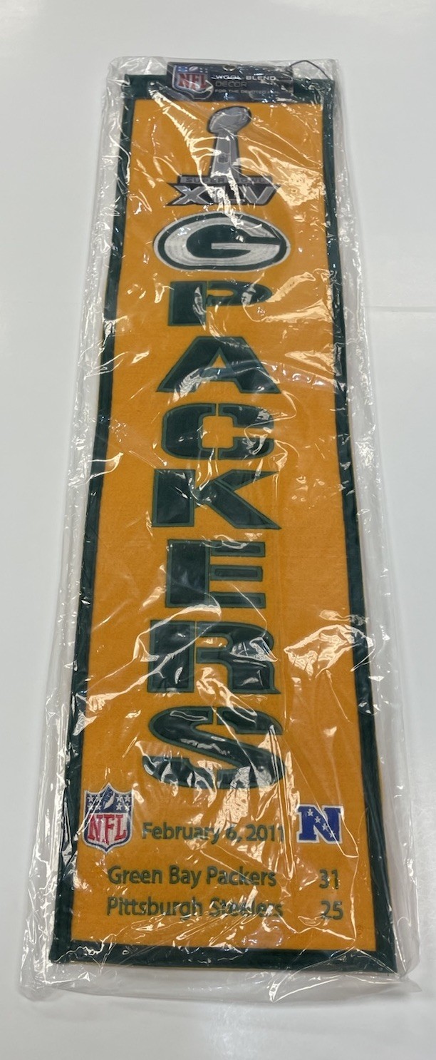 Green Bay Packers NFL Super Bowl XLV Winning Streak Embroidered Heritage Banner