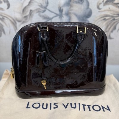 Louis Vuitton Alma Monogram Vernis Alma PM Burgundy Patent Satchel Zip Dust Bag