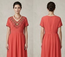 Lovedrobe embellished orangey peach short sleeve occasion over the knee dress 22