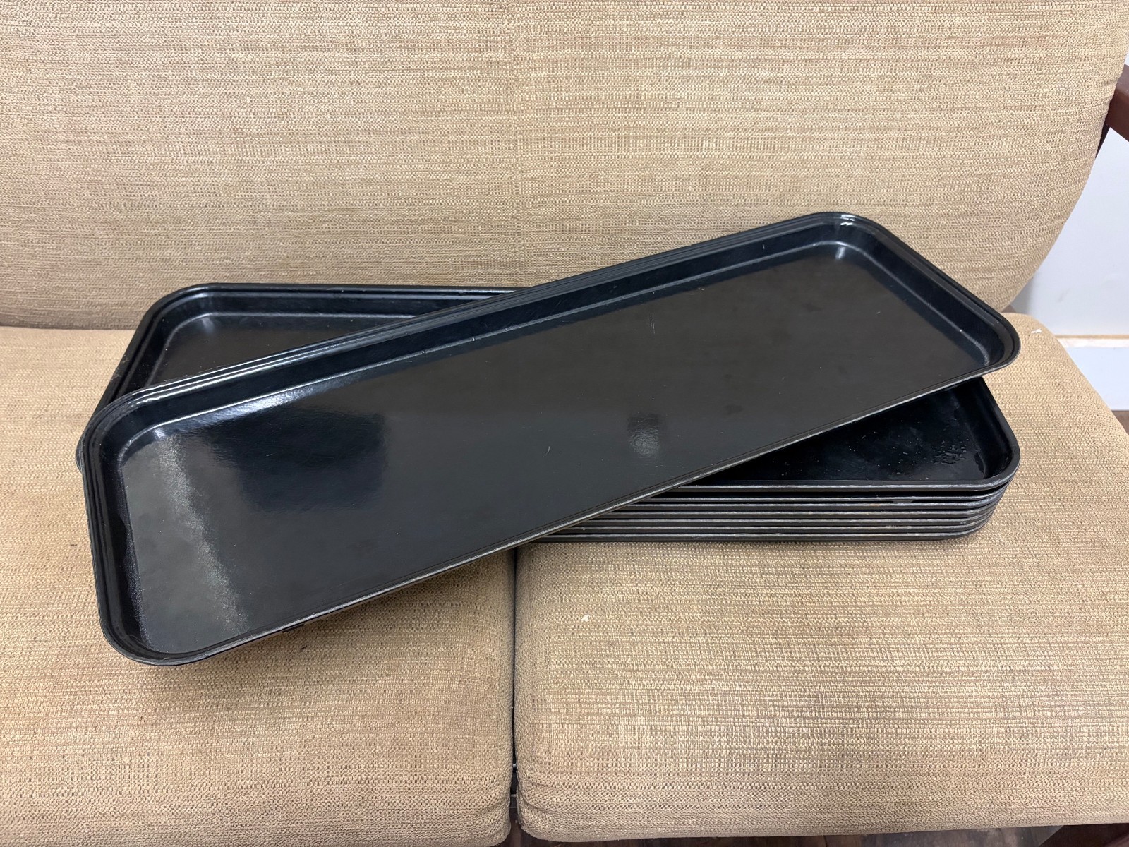 Lot of 8 Carlisle 269 Fiberglass Market Display Food Trays 25.5" x 9" Black NSF
