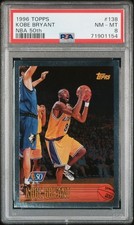 1996 Topps KOBE BRYANT ROOKIE CARD NBA 50TH #138 PSA 8 RC Los Angeles Lakers. rookie card picture