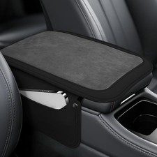 Universal Fluffy Car Armrest Console Cover with 2 Storage Bags Soft Leather