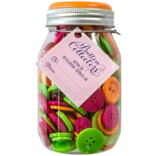 Button Collectors Citrus Mixed Color Multi-Sized Buttons Jar, 8 Ounces