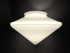 Vtg 12" Art Deco Milk Glass Diamond Pointed Cone Ceiling Mount Light Shade Globe