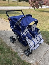 Angeles SureStop Folding 4 Seat Stroller Double Canopy Quad Daycare Preschool