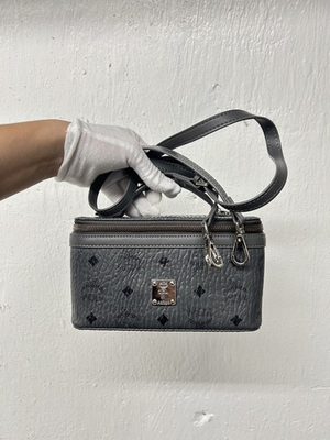 #ad MCM Viestos Grey Monogram Rockstar Vanity Case Crossbody Bag With Strap Y102 $299.00