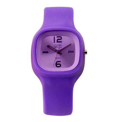 Reloj de moda con correa de silicio con estuche cuadrado Eton - colores vivos neón - 2815J - Imagen 5 de 6
