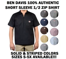 Ben Davis Solid/Stripes/Plaid Short Sleeve 1/2 Zip Up Shirt [Multicolor]