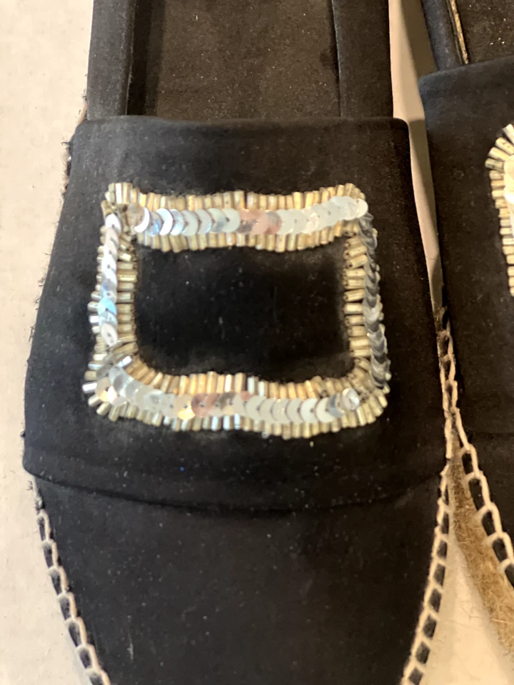 Alpargata plana de satén con lentejuelas Roger Vivier, negra talla 39,5 Foto 3 de 4