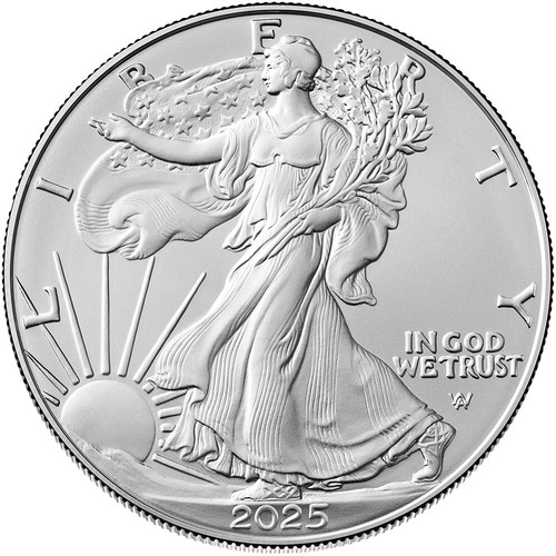 2025 American Silver Eagle 1 oz $1 5 Rolls 100 BU Coins in 5 Mint Tubes - Picture 2 of 3