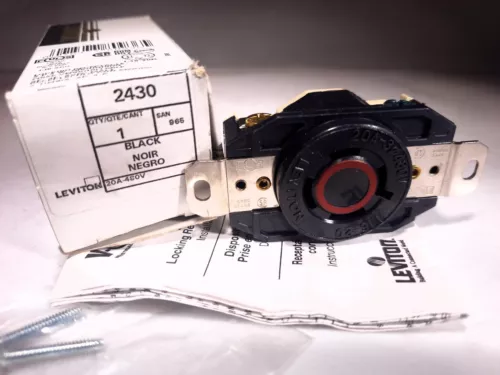 LEVITON 2430 LOCKING RECEPTACLE 480V 20A 3P 3PH NEMA L16-20R 71620-FR