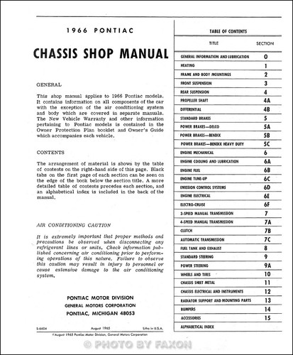 1966 Pontiac Shop Manual 66 Star Chief Grand Prix Catalina Bonneville Executive - Picture 2 of 2