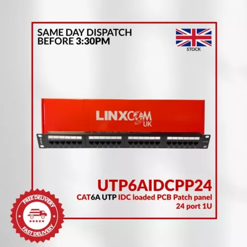 Network Patch Panel 24 Port 1U Cat6A UTP  IDC
