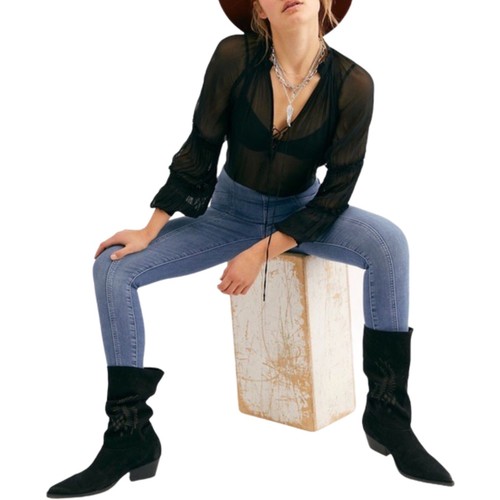 Free People Women's Feel Alright Skinny Leg High Waist Jeans in Riptide Size 26 - 第 4/10 張圖片