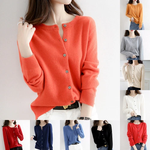 Womens Cardigan Soft Long Sleeve Size 6-18 Spring Autumn Ladies Knitted Top Gift - Picture 1 of 33
