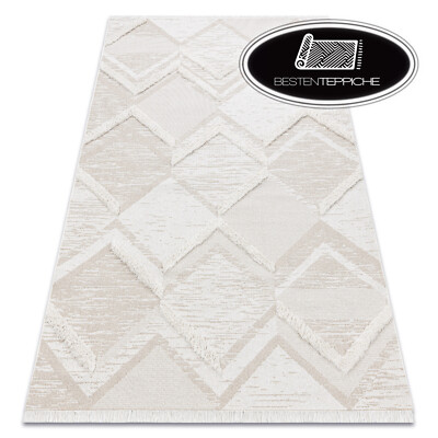 MODERNE NATÜRLICHE SISAL Teppich 'MOROC Boho Diamanten Zickzack beige creme Öko