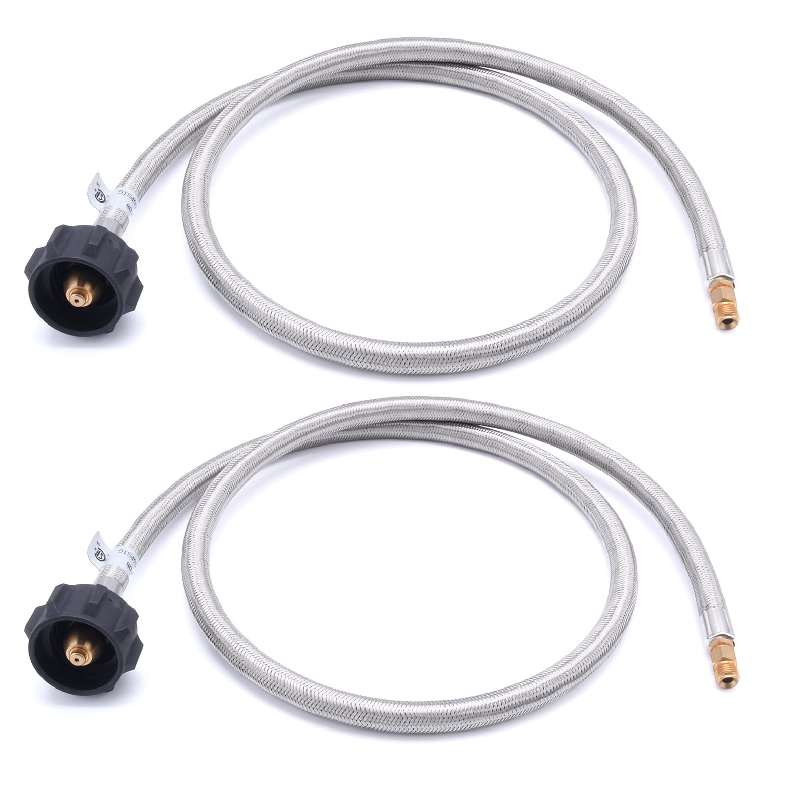 GGC 4 FT Stainless Braided RV Propane Pigtail Hose QCC1 Connector with 1/4'' ...